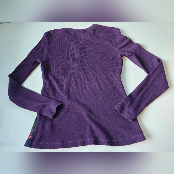 Chaps Aztec Print Womens Thermal Henley Tee S Purple - Picture 2 of 7